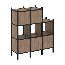 Loft Прямой стеллаж наборный VR.L-15 Дуб аризона/Чёрный металл 1278*446*1458 - Фото предпросмотра