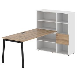 Стол-стеллаж ELRST 1217 Дуб Денвер светлый/Черный/Белый 1790х1250х1355 EDIS - Фото предпросмотра