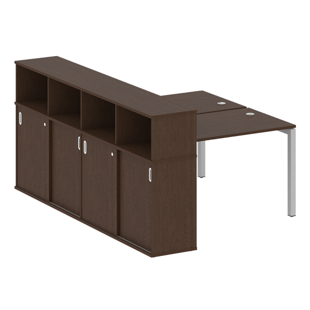 Metal System Quattro Р. ст. с шкафом-купе на П-образном м/к 50БП.РС-СШК-4.2 Т Венге/Серый металл 1610*2332*1098 - Вид 1