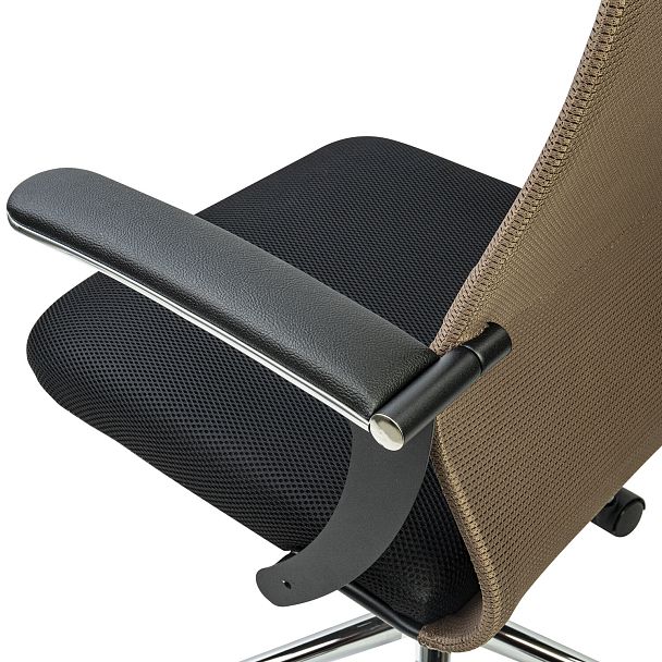 Кресло BRABIX PREMIUM "Ultimate EX-801" хром, плотная двойная сетка Х2, черное/коричневое, 532920 - Вид 9