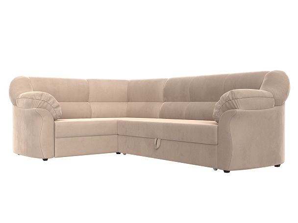 Диван угловой Карнелла левый (полностью велюр бежевый) - Вид 3