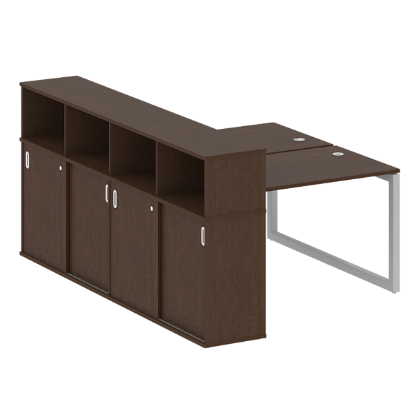 Metal System Quattro Р. ст. с шкафом-купе на О-образном м/к 50БО.РС-СШК-4.2 Т Венге/Серый металл 1610*2332*1098 - Вид 1