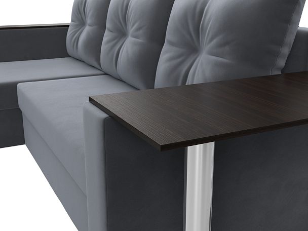 Угловой диван Атланта Лайт левый (полностью велюр серый) - Вид 4