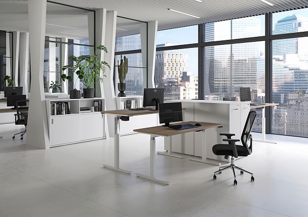 Стол электроподъемный "MOVE UP" MV.SE-2.7 Белый металл /  Дуб Аризона - Вид 5