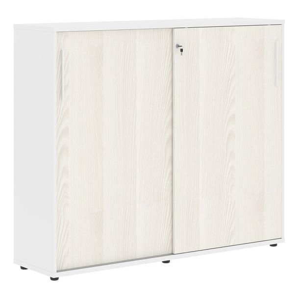 Шкаф средний с дверьми купе EMC 1643 Ясень Траун/Белый/Белый 1606х430х1355 EDIS - Вид 1