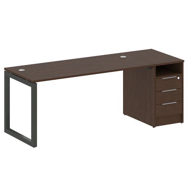 Metal System Quattro Р. ст. с тумбой на О-образном м/к 50БО.РС-СТП-1.4 Венге/Антрацит металл 2012*720*750 - Вид 1