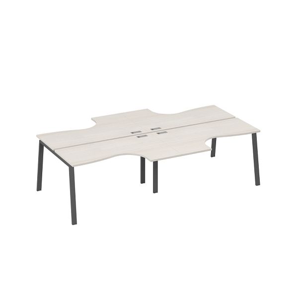 Рабочая станция со столами (4х140) каркас TRE A4 А4 Б3 181-2 БП дуб / металлокаркас антрацит - Вид 1