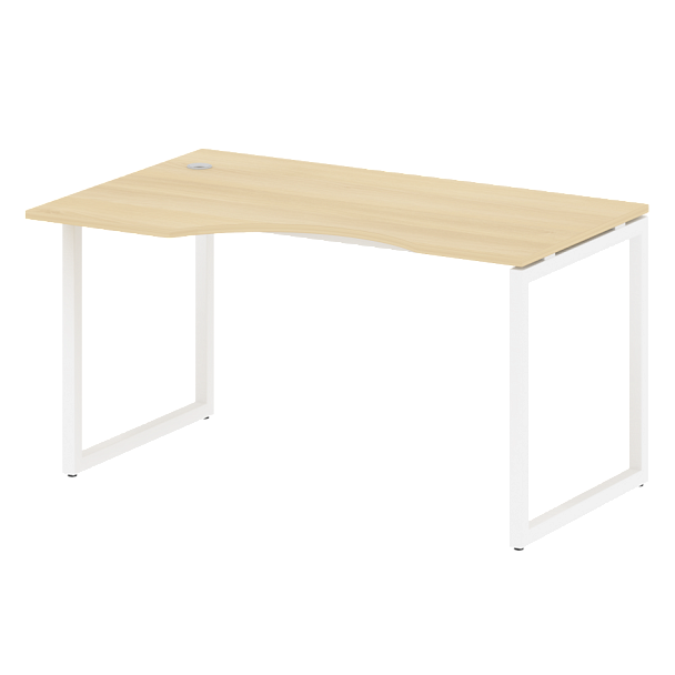 Metal System Quattro Стол криволинейный левый на О-образном м/к 40БО.СА-2 (L) Акация/Белый металл 1400*900*750 - Вид 1