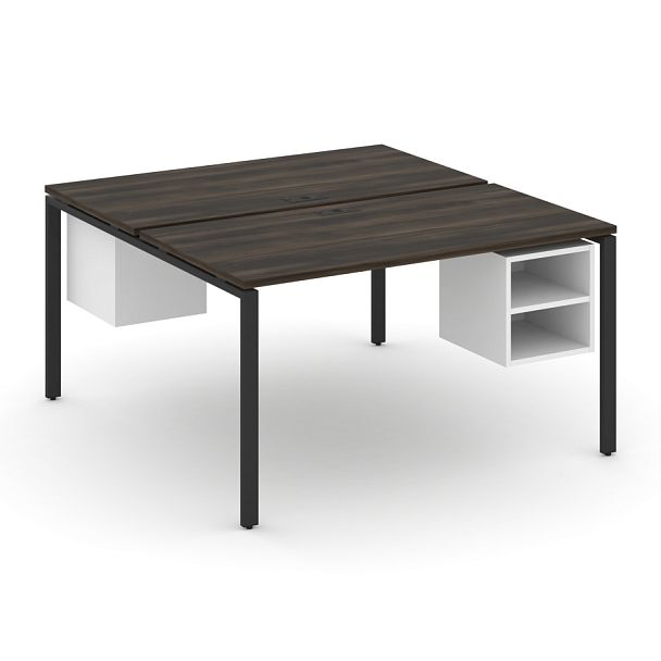 Concept Рабочая станция 2 сторонняя с подвесными тумбами на 2 места CN.DRS-107 Дуб Мали/Белый Бриллиант/Металл Черный 1380*1480*750 - Вид 1