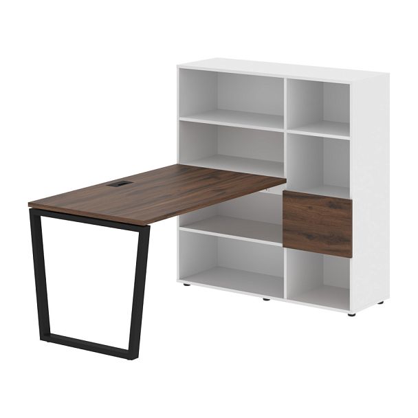 Стол-стеллаж EVRST 1213 Дуб Денвер тёмный/Черный/Белый 1790х1250х1355 EDIS - Вид 1