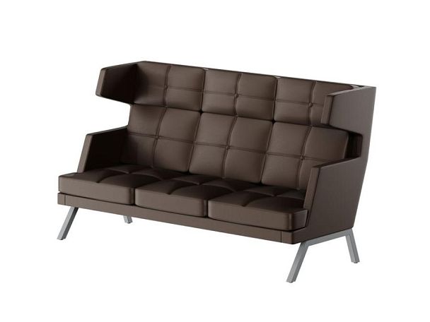 Aldo Диван трёхместный высокий с декором из пуговиц ALDB-03 Линкольн 221/Металл Серый 2010*960*1180 - Вид 1