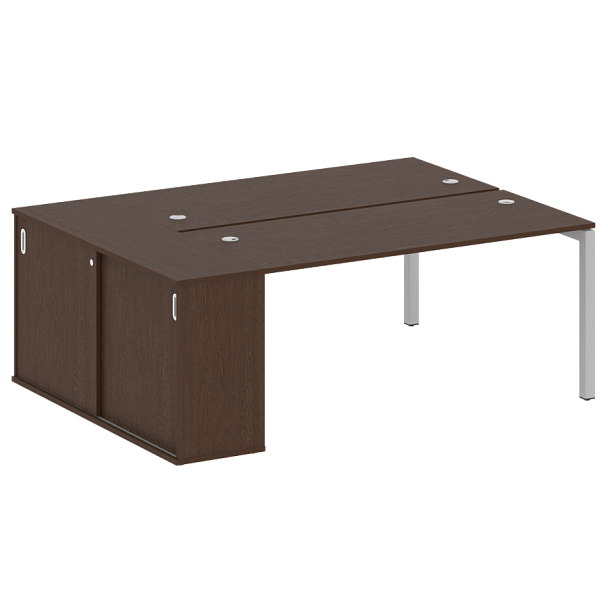 Metal System Quattro Р. ст. с шкафом-купе на П-образном м/к 50БП.РС-СШК-1.4 Т Венге/Серый металл 2010*1475*750 - Вид 1