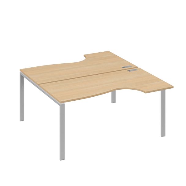 Станция на каркасе UNO (2х160) столы Классика A4 А4 Б1 185 БП натуральный дуб / металлокаркас серый - Вид 1
