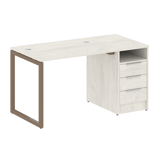 Metal System Quattro Р. ст. с тумбой на О-образном м/к 40БО.РС-СТП-1.1 Дуб наварра/Мокко металл 1412*720*750 - Вид 1