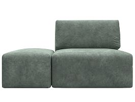 Модули диван и пуф Лига-060 НПБ Велюр зеленый - Фото предпросмотра