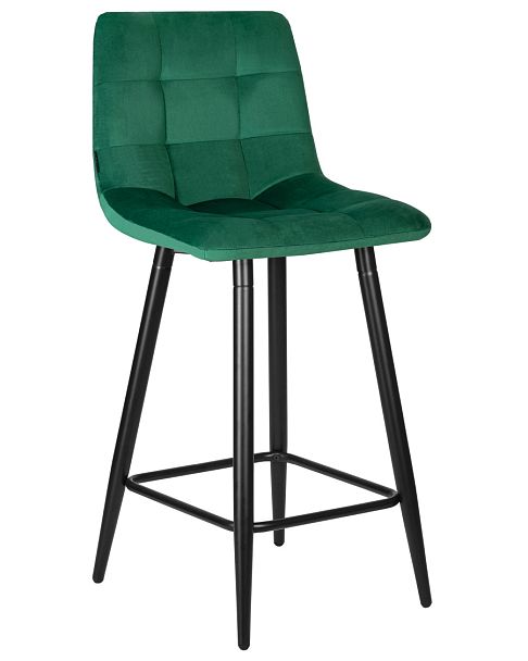 Стул полубарный DOBRIN OLIVIA (черные матовые ножки, зелёный велюр (108-64)) - Вид 1
