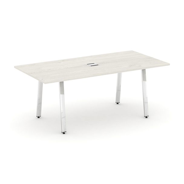 Style Project Direct Lux Стол переговорный M-SN-6A.SPRG-198 Дуб Наварра/Нержавеющая Сталь/Хром 1980*980*25 - Вид 1