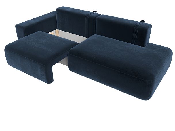 Диван прямой Лига-036 НПБ Модерн подлокотник слева Велюр синий - Вид 7