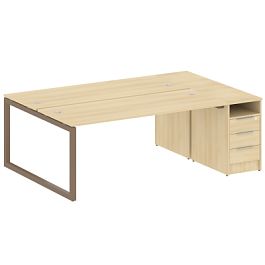 Metal System Quattro Р. ст. с тумбой на О-образном м/к 50БО.РС-СТП-2.5 Акация/Мокко металл 2212*1475*750 - Фото предпросмотра