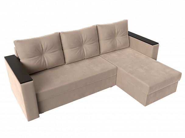 Угловой диван Атланта Лайт Б/С правый (полностью велюр бежевый) - Вид 5