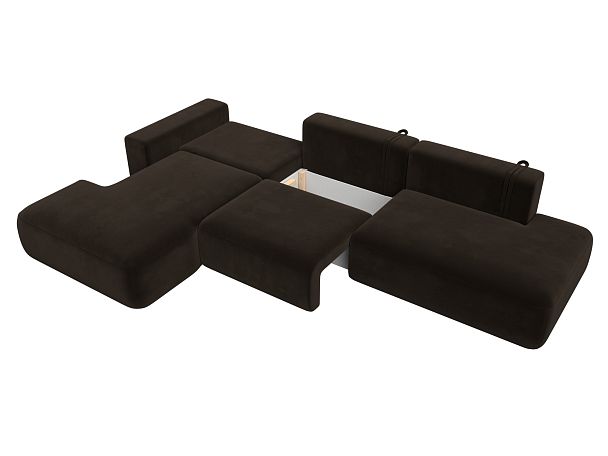 Диван угловой Лига-036 Модерн Лонг левый угол Микровельвет коричневый - Вид 8