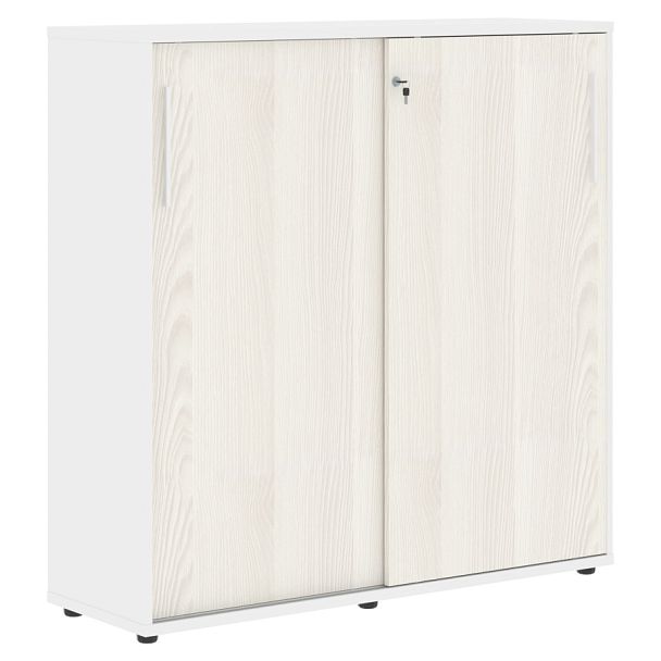 Шкаф средний с дверьми купе EMC 1343 Ясень Траун/Белый/Белый 1346х430х1355 EDIS - Вид 1