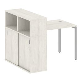 Metal System Quattro Стол письменный с шкафом-купе на П-образном м/к 40БП.РС-СШК-3.1 Т Дуб наварра/Серый металл 1410*1120*1098 - Фото предпросмотра
