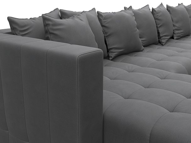 Диван П-образный Лига-052 НПБ МегаЛонг Замша серый - Вид 4