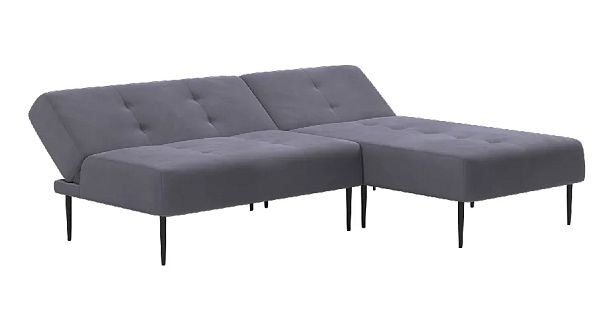 Monaco диван-кровать с шезлонгом, без подлокотников, бархат серый 27 - Вид 4