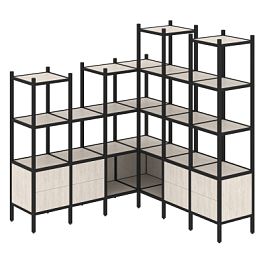 Loft Угловой внутренний стеллаж наборный VR.L-41 Денвер светлый/Чёрный металл 1694*1694*1869 - Фото предпросмотра