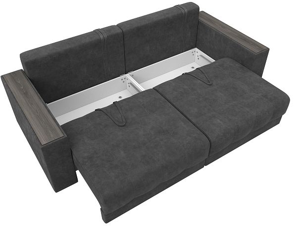 Диван прямой с декором Лига-049 НПБ Велюр серый - Вид 8