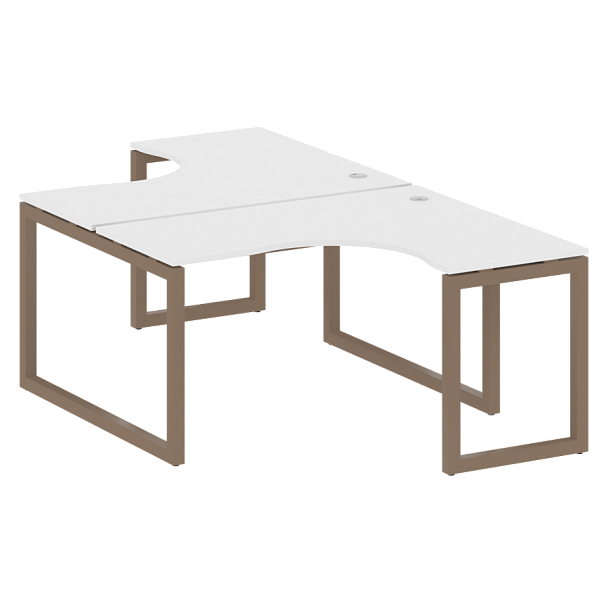 Metal System Quattro Р. ст. криволинейная на О-образном м/к 50БО.РАС-СА-2.3 Белый/Мокко металл 1400*2435*750 - Вид 1