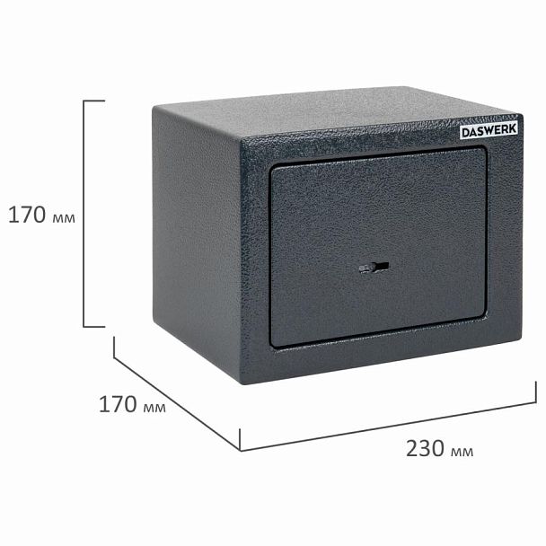Сейф мебельный DASWERK SC-170KL (170х230х170 мм), ключевой замок, графит, 291337 - Вид 5