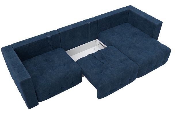 Диван угловой Лига-052 НПБ Лонг угол универсальный Велюр синий - Вид 7