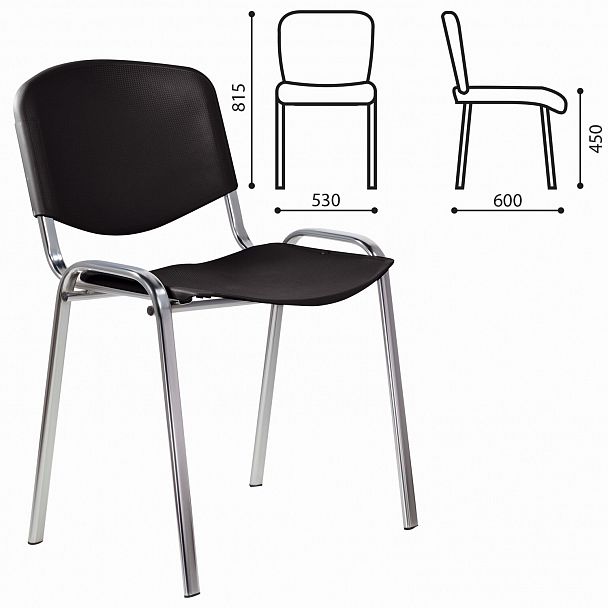 Стул STAFF "Iso Plast CF-009", хром каркас, пластик черный, 532571 - Вид 3