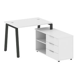 Metal System Р. ст. с тумбой на А-образном м/к БА.РС-СТС-2.1 (R) Белый/Антрацит металл 1100*1520*750 - Фото предпросмотра