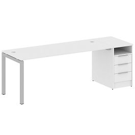 Metal System Quattro Р. ст. с тумбой на П-образном м/к 50БП.РС-СТП-1.5 Белый/Серый металл 2212*720*750 - Фото предпросмотра