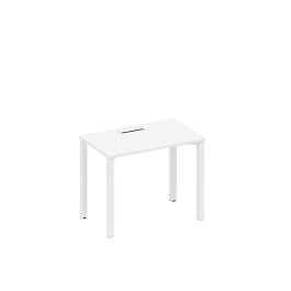 Стол письменный на металлокаркасе, столешница с заглушкой Space+ А1 БГ 002 БП белый премиум / белый гладкий - Фото предпросмотра