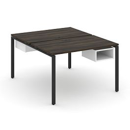 Concept Рабочая станция 2 сторонняя с подвесными тумбами на 2 места CN.DRS-102 Дуб Мали/Белый Бриллиант/Металл Черный 1180*1480*750 - Фото предпросмотра