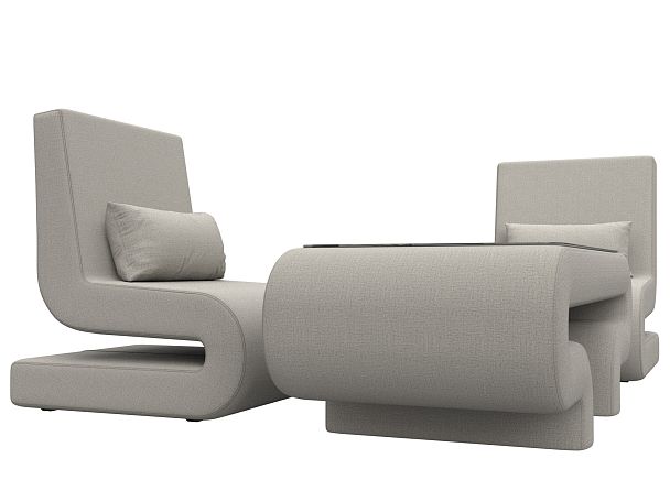 Набор Волна-3 (стол, 2 кресла) Рогожка бежевый - Вид 3