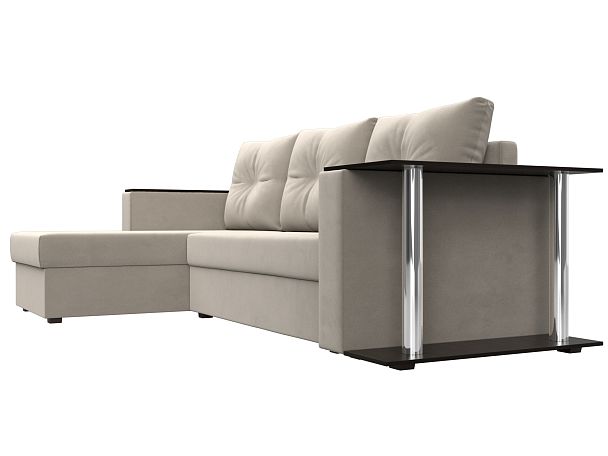 Угловой диван Атланта Лайт левый (полностью микровельвет бежевый) - Вид 3