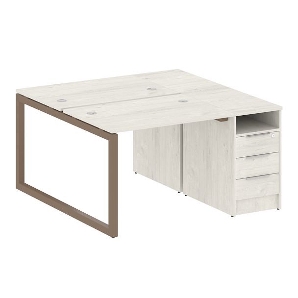 Metal System Quattro Р. ст. с тумбой на О-образном м/к 50БО.РС-СТП-2.1 Дуб наварра/Мокко металл 1412*1475*750 - Вид 1