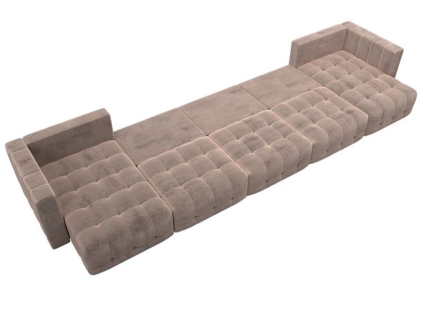 Диван П-образный Лига-052 НПБ МегаЛонг Велюр бежевый - Вид 10