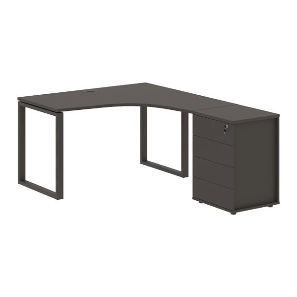 Стол эргономичный с тумбой EQCET 1318(R) Мокко/Мокко 1360х1880х750 EDIS - Вид 1