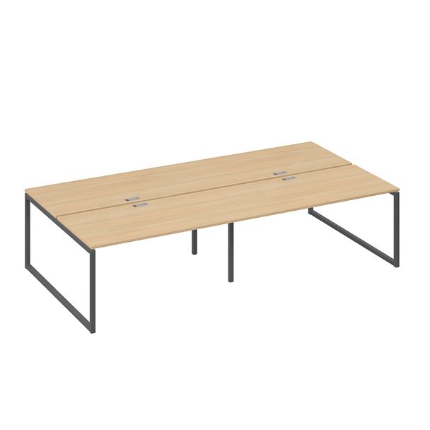 Станция со столами 4х160 на каркасе QUATTRO A4 А4 Б4 178-2 БП натуральный дуб / металлокаркас антрацит - Вид 1