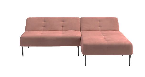 Monaco диван-кровать с шезлонгом, без подлокотников, бархат пудровый 15 - Вид 3