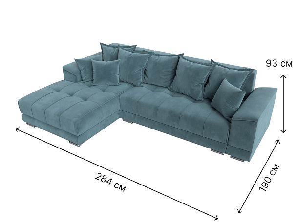 Угловой диван НордСтар левый угол Велюр бирюзовый - Вид 9