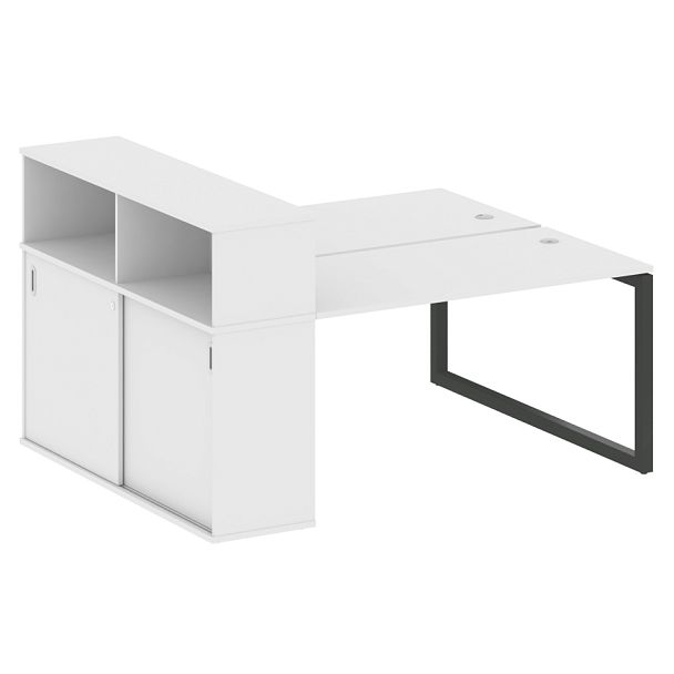 Metal System Quattro Р. ст. с шкафом-купе на О-образном м/к 50БО.РС-СШК-2.3 Т Белый/Антрацит металл 1810*1475*1098 - Вид 1