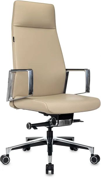 Кресло руководителя Бюрократ _JONS бежевый кожа крестов. алюминий - Вид 1