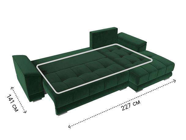 Угловой диван НордСтар правый угол Велюр зеленый - Вид 10